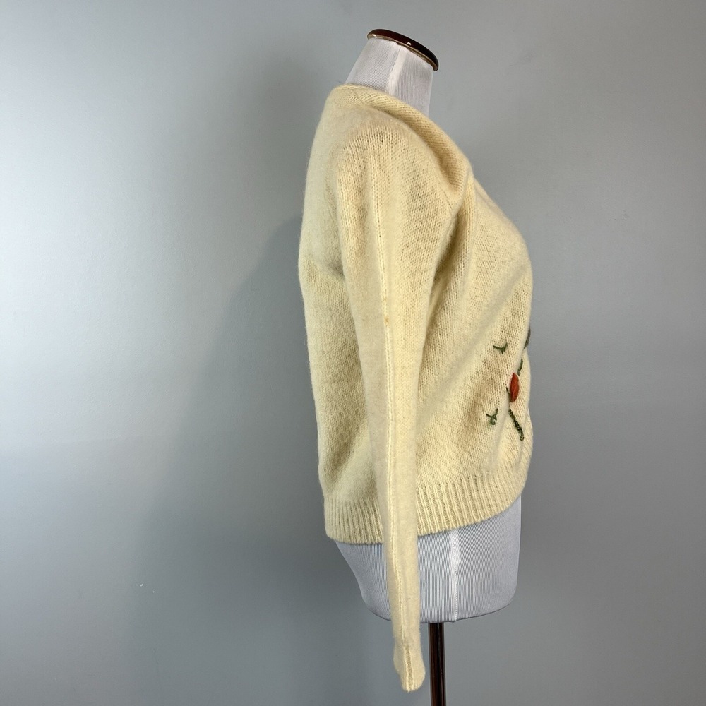 Womens Vintage Cardigan Sweater Shetland Wool Mohair S/M Mademoiselle Fifth Ave - Picture 4 of 8